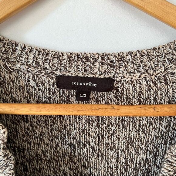 Cotton Ginny Vintage Brown Marled Knit V-Neck Sweater - Picture 6 of 7